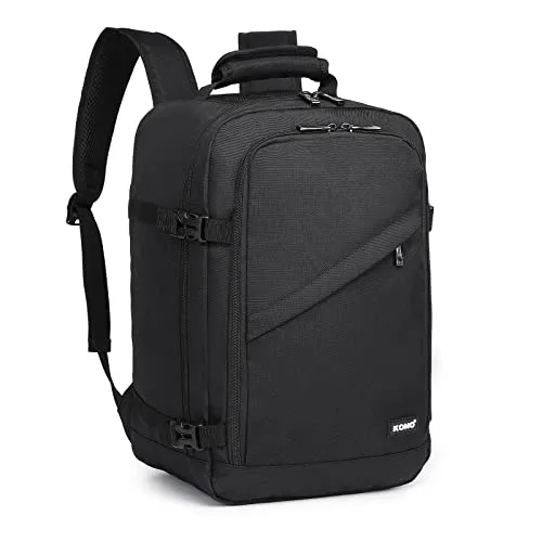KONO Zaino da Viaggio 40x20x25 Zaino Ryanair Bagaglio a Mano per Sotto il Sedile Borsa (Nero)