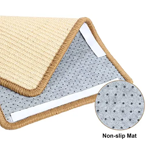 Fukumaru Tappetino tiragraffi per gatti, 40 x 30 cm, in sisal naturale, per gatti, orizzontale, protegge tappeti e divani, beige