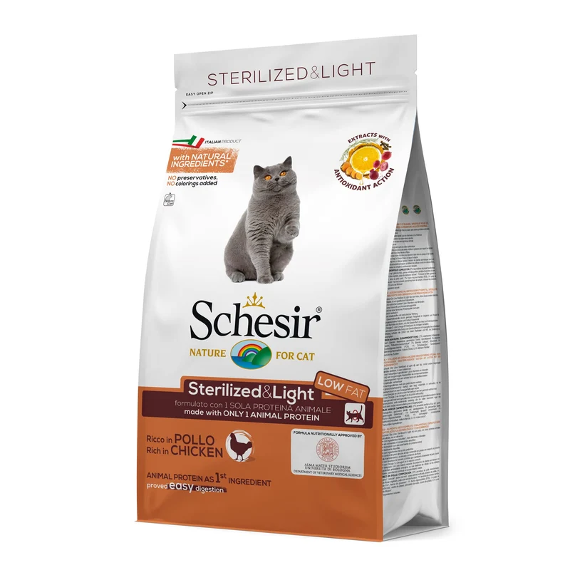Schesir Sterilizzato e leggero Cibo Secco per Gatti Adulti Crocchette, 1,5 kg