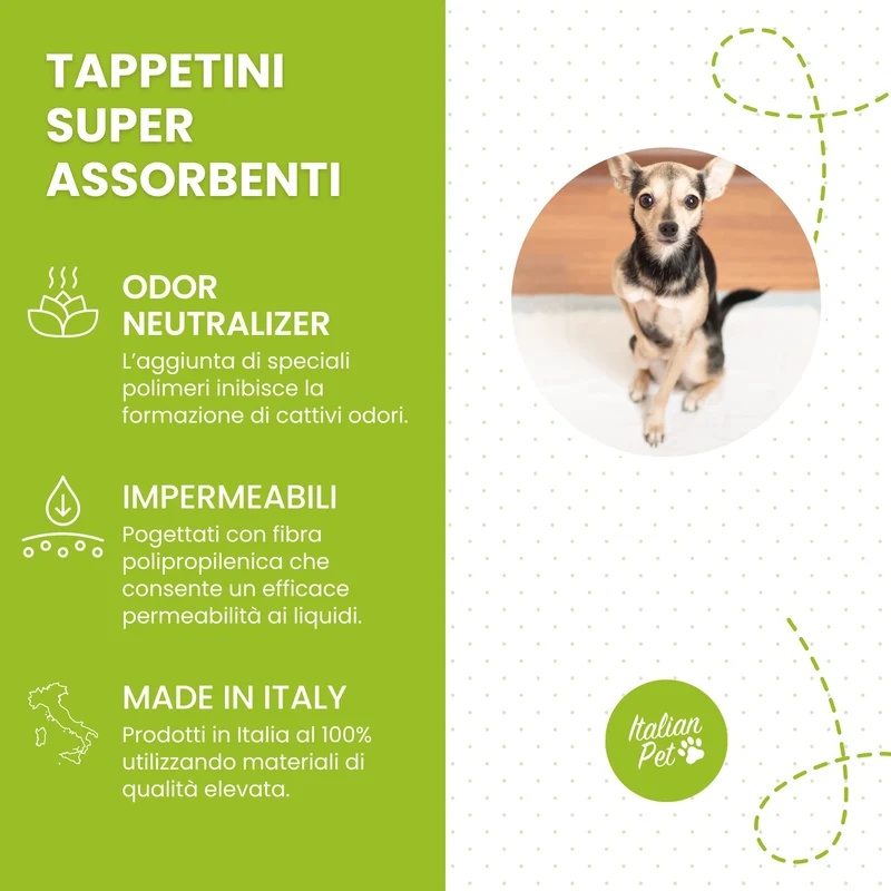 Italian Pet - Traverse per Animali Super Assorbenti - Tappetini Igienici per Cani e Gatti Multiuso, Neutralizzano Gli Odori - Dimensioni 60x90 cm - 30 Pezzi