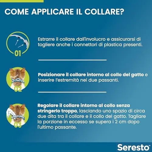 Seresto collare antiparassitario per gatti. Elimina pulci e zecche, fino a 8 mesi di protezione