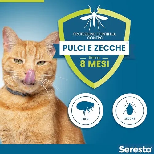 Seresto collare antiparassitario per gatti. Elimina pulci e zecche, fino a 8 mesi di protezione