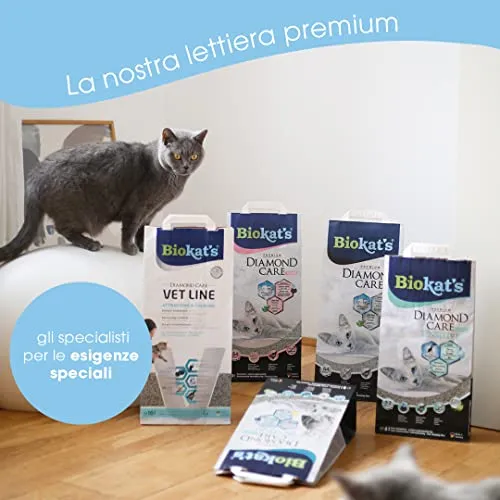Biokat's Diamond Care Fresh profumata, Lettiera per gatti a grana fine con carbone attivo e aloe vera, 1 Sacco, 1 x 10 L