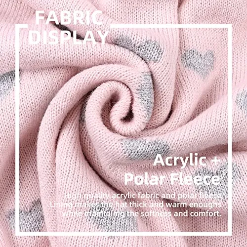 XIAOHAWANG Bambino e Bambina Cappello Lavorato A Maglia Inverno Caldo Berretto per Bambini Autunno A Prova di Vento 0-7 Anni, Rosa Cuore (Cappello+Sciarpa, 4-7 Anni)