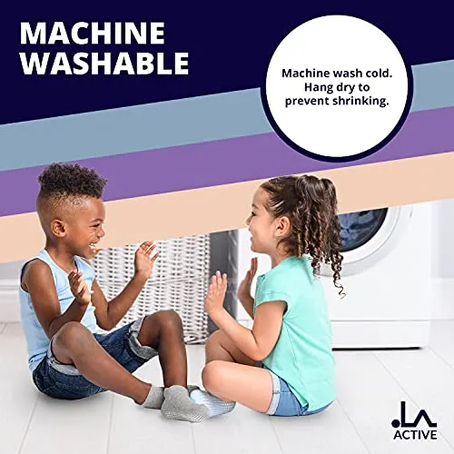LA Active Calzini Presa Antiscivolo Cotone - 6 Paia - Per Bambini Piccoli Neonati e Infanti (Colori Luminosi, 8-10 Anni)