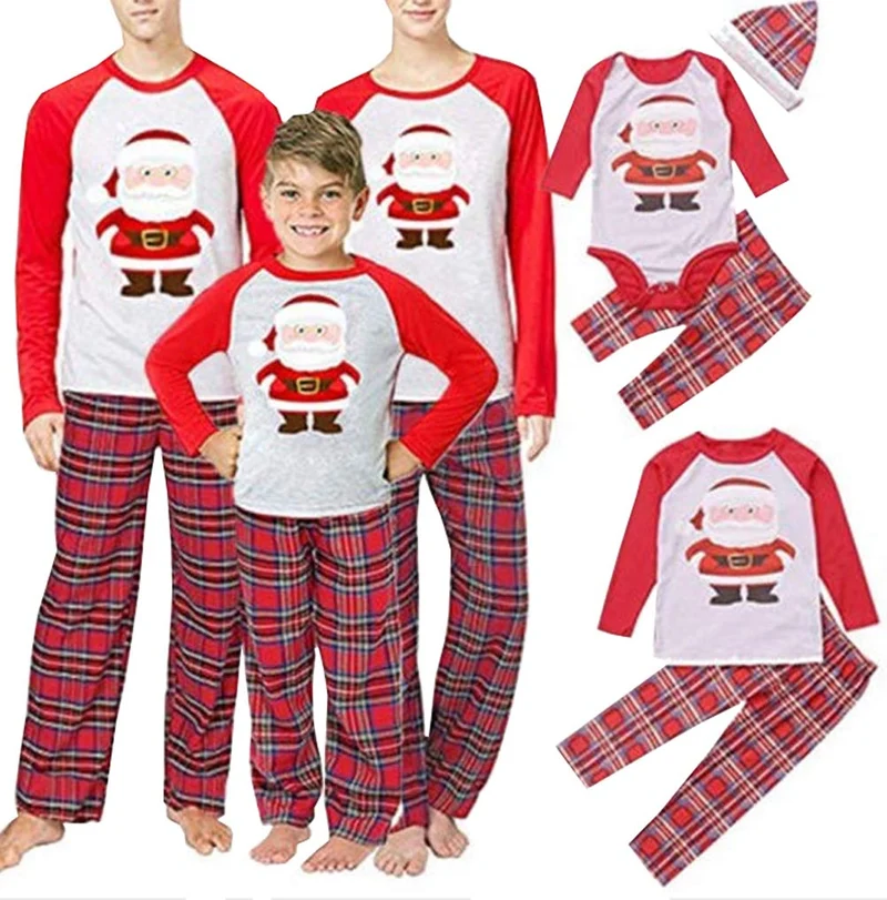 SAMGU Pigiama Famiglia Natale Set Pigiama di Capodanno Indumenti da Notte Abiti Natalizi Tuta per papà Mamma Bambini