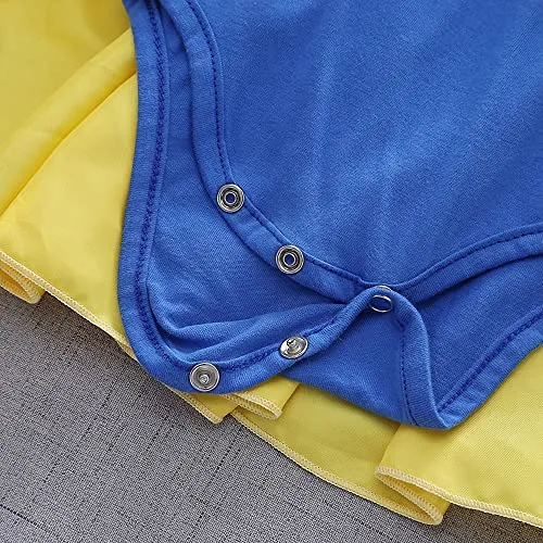 Lito Angels Vestito da Principessa Biancaneve Pagliaccetto per Bimba Bambina, Bebè Body Tutina con Fascia, Taglia 3-6 Mesi, Giallo