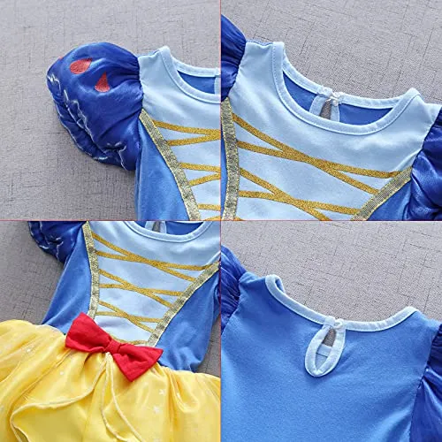 Lito Angels Vestito da Principessa Biancaneve Pagliaccetto per Bimba Bambina, Bebè Body Tutina con Fascia, Taglia 3-6 Mesi, Giallo