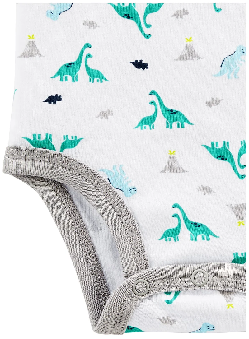 Simple Joys by Carter's Short Sleeve Bodysuit Body, Multicolore/Auto/Dinosauri/Righe, 24 Mesi (Pacco da 6) Bimbo