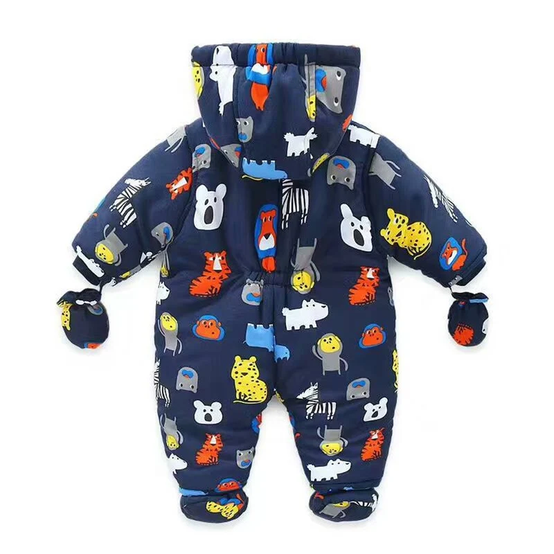 Bambino Tute da neve con Guanti e Scarpe Inverno Pagliaccetto con Cappuccio Caldo Set di Abbigliamento 3-6 Mesi