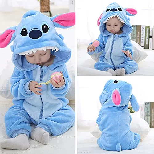 Unisex Bambino Inverno Pagliaccetto Coniglio Tigre Cucire Animale Stile Flanella Cosplay Halloween Costume Attrezzatura
