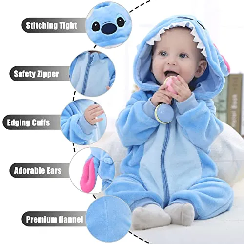 Unisex Bambino Inverno Pagliaccetto Coniglio Tigre Cucire Animale Stile Flanella Cosplay Halloween Costume Attrezzatura