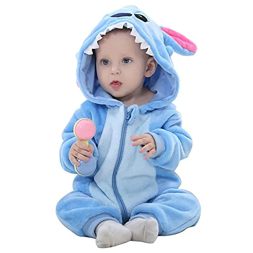 Unisex Bambino Inverno Pagliaccetto Coniglio Tigre Cucire Animale Stile Flanella Cosplay Halloween Costume Attrezzatura