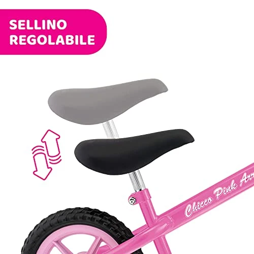 Chicco Pink Arrow Bicicletta Senza Pedali, Bici Senza Pedali Balance Bike per l'Equilibrio, con Manubrio e Sellino Regolabili, Max 25 Kg, Rosa, Giochi Bambini 2-5 Anni