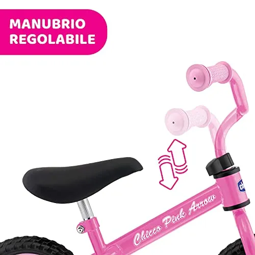 Chicco Pink Arrow Bicicletta Senza Pedali, Bici Senza Pedali Balance Bike per l'Equilibrio, con Manubrio e Sellino Regolabili, Max 25 Kg, Rosa, Giochi Bambini 2-5 Anni