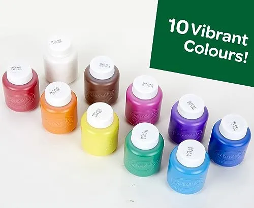 CRAYOLA I Lavabilissimi - 10 Tempere Lavabili per Bambini, Confezione da 10 Barattolini da 59 ml, per lavoretti e decorazioni, Età Consigliata: da 3 Anni