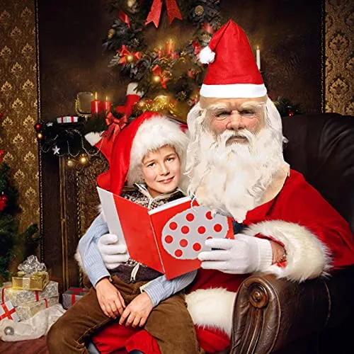 MUOIVG Maschera Babbo Natale, Natale Babbo Maschera Latex Santa Claus, Christmas barba Rosso Cappello for Xmas Costume, Masquerade, Cosplay, Babbo Natale Maschera Uomo per Adulti