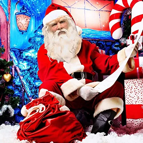 MUOIVG Maschera Babbo Natale, Natale Babbo Maschera Latex Santa Claus, Christmas barba Rosso Cappello for Xmas Costume, Masquerade, Cosplay, Babbo Natale Maschera Uomo per Adulti