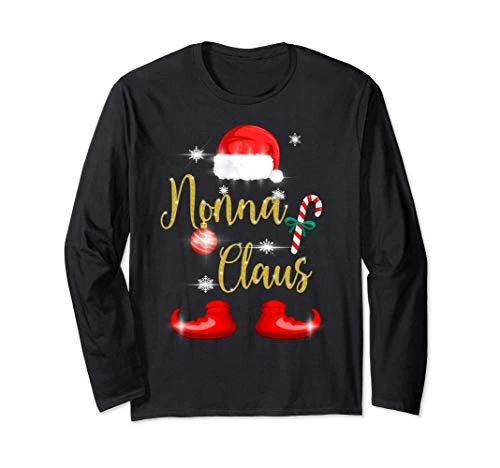 Nonna Claus Pigiama Famiglia Natale Regalo Divertente Donna Maglia a Manica