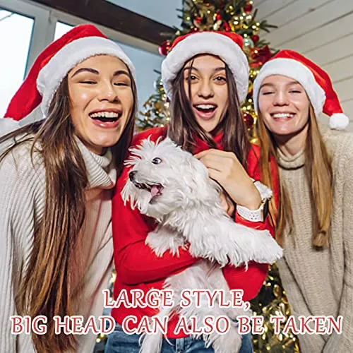 LIVESTN 3 Pezzi Cappello da Babbo Natale Cappello Babbo Natale Peluche, Cappelli di Natale Rossi Unisex per Adulti e Bambini, per Festa di Natale Costume Cosplay Capelli Accessori (adulto)
