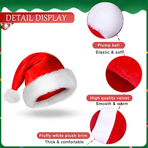 LIVESTN 3 Pezzi Cappello da Babbo Natale Cappello Babbo Natale Peluche, Cappelli di Natale Rossi Unisex per Adulti e Bambini, per Festa di Natale Costume Cosplay Capelli Accessori (adulto)
