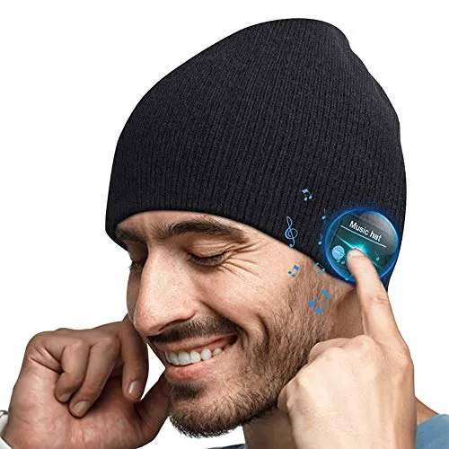 Cappello Bluetooth Idee Regalo Uomo - Cappello Uomo Donna Invernali, Berretto Bluetooth 5.0 Musica Cappello Migliori Regali Natale, Cappello Sportivo da Esterno Campeggio Sci, Ultra Morbidi Lavabili