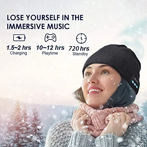 Cappello Bluetooth Idee Regalo Uomo - Cappello Uomo Donna Invernali, Berretto Bluetooth 5.0 Musica Cappello Migliori Regali Natale, Cappello Sportivo da Esterno Campeggio Sci, Ultra Morbidi Lavabili