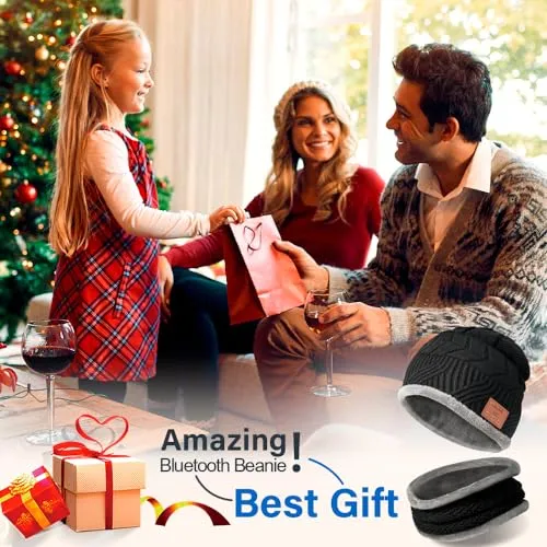 Regali Uomo Originali Cappello Bluetooth - Idee Regalo Natale Uomo Papà Amiche Regali Gadget Tecnologici Utili, Berretto con Cuffie Bluetooth Musica Sport Invernale Accessori Running Sci Elettronica