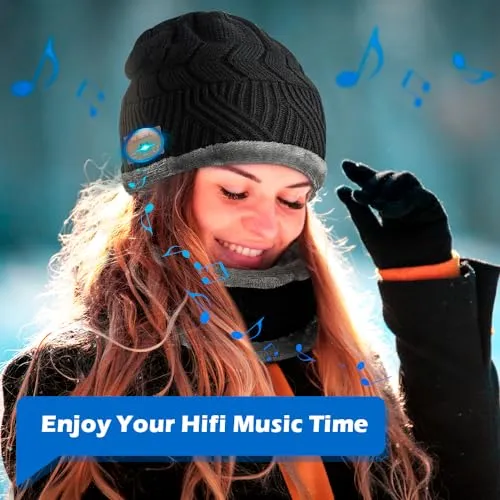 Regali Uomo Originali Cappello Bluetooth - Idee Regalo Natale Uomo Papà Amiche Regali Gadget Tecnologici Utili, Berretto con Cuffie Bluetooth Musica Sport Invernale Accessori Running Sci Elettronica