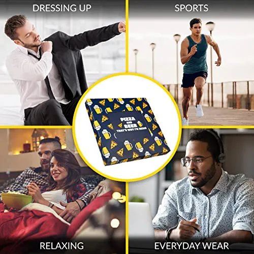 CityComfort Calzini Uomo Divertenti e Boxer Uomo Cofanetto Regalo Calze Divertenti Uomo Birra Pizza Gaming e Boxer Simpatici Uomo S-3XL Regalo Zio Amico Festa del papà Natale Befana (Navy Pizza, L)
