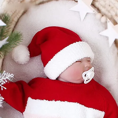 KONVINIT Cappello Babbo Natale Bambino Cappello Rosso Natale Bambina ragazzino cappello natale maglia cappello babbo natale bebe