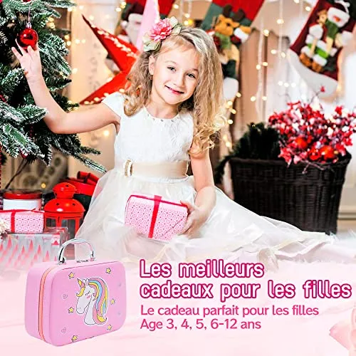 Unicorno Trucchi Bambina Set - 27 pezzi Trousse Trucchi Bambina Anallergici,Lavabile Set Di Trucchi Per Bambini,Valigetta Trucco Bambina,Giochi Bambina Natale Compleanno Regalo 3 4 5 6 7 8 9 10 Anni