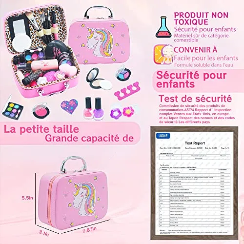 Unicorno Trucchi Bambina Set - 27 pezzi Trousse Trucchi Bambina Anallergici,Lavabile Set Di Trucchi Per Bambini,Valigetta Trucco Bambina,Giochi Bambina Natale Compleanno Regalo 3 4 5 6 7 8 9 10 Anni