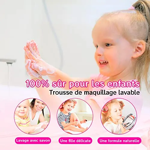 Unicorno Trucchi Bambina Set - 27 pezzi Trousse Trucchi Bambina Anallergici,Lavabile Set Di Trucchi Per Bambini,Valigetta Trucco Bambina,Giochi Bambina Natale Compleanno Regalo 3 4 5 6 7 8 9 10 Anni