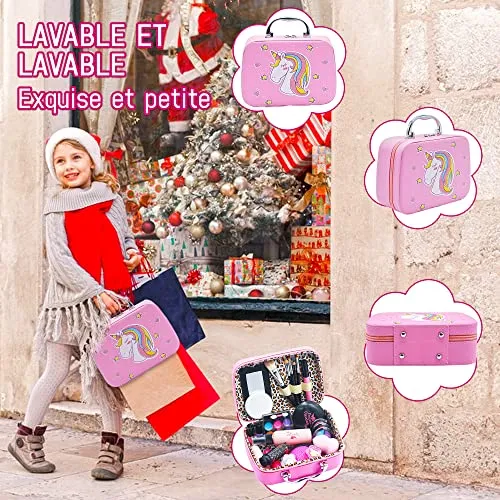 Unicorno Trucchi Bambina Set - 27 pezzi Trousse Trucchi Bambina Anallergici,Lavabile Set Di Trucchi Per Bambini,Valigetta Trucco Bambina,Giochi Bambina Natale Compleanno Regalo 3 4 5 6 7 8 9 10 Anni