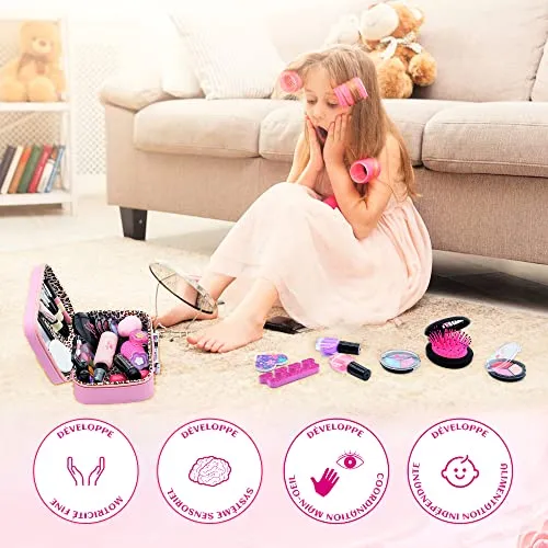 Unicorno Trucchi Bambina Set - 27 pezzi Trousse Trucchi Bambina Anallergici,Lavabile Set Di Trucchi Per Bambini,Valigetta Trucco Bambina,Giochi Bambina Natale Compleanno Regalo 3 4 5 6 7 8 9 10 Anni