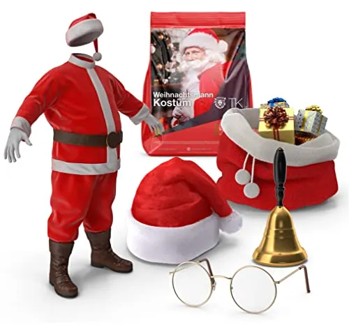 Costume da Babbo Natale 6 in 1 - Costume da Babbo Natale per Natale - Costume da Babbo Natale - Uomo/Adulti