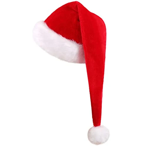 KONVINIT Cappello Natale,Cappello Babbo Natale Adulti,Cappello Babbo Natale Lungo,Cappello Babbo Natale Peluche per uomo e donna