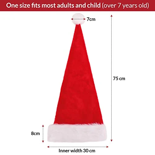 KONVINIT Cappello Natale,Cappello Babbo Natale Adulti,Cappello Babbo Natale Lungo,Cappello Babbo Natale Peluche per uomo e donna