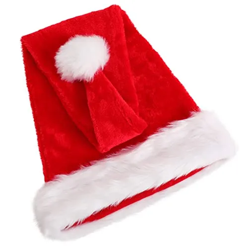 KONVINIT Cappello Natale,Cappello Babbo Natale Adulti,Cappello Babbo Natale Lungo,Cappello Babbo Natale Peluche per uomo e donna