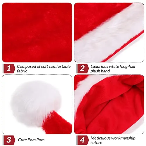 KONVINIT Cappello Natale,Cappello Babbo Natale Adulti,Cappello Babbo Natale Lungo,Cappello Babbo Natale Peluche per uomo e donna