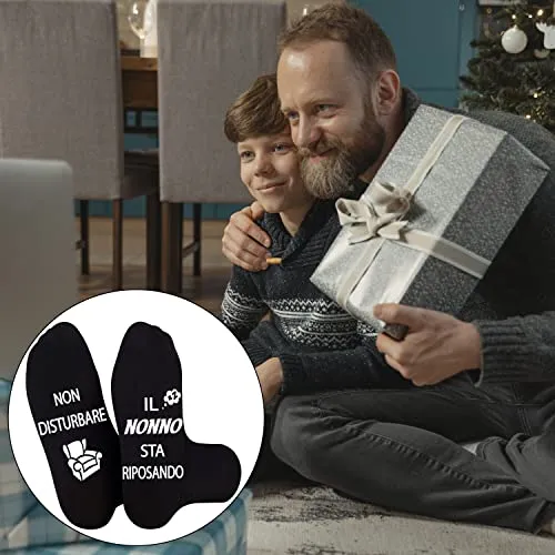 Merclix Regalo Nonno Natale Calzini Uomo Divertenti Cotone Antiscivolo Nonno Idee Regalo Regali Nonno Divertenti Regalo Per Nonno Compleanno Da Nipote Festa Del Papà Idee Regalo Nonni
