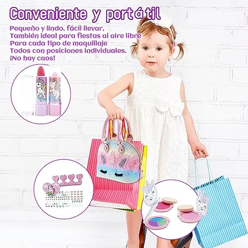 Unicorno Trucchi Bambina Set - 22 pezzi Trousse Trucchi Bambina Anallergici,Lavabile Set Di Trucchi Per Bambini,Valigetta Trucco Bambina,Giochi Bambina Natale Compleanno Regalo 3 4 5 6 7 8 9 10 Anni