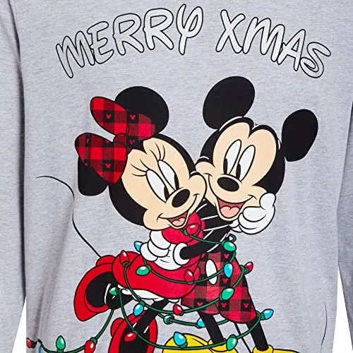 Disney Pigiama natalizio coordinato con Topolino e Minnie, per adulti e bambini, da donna., M