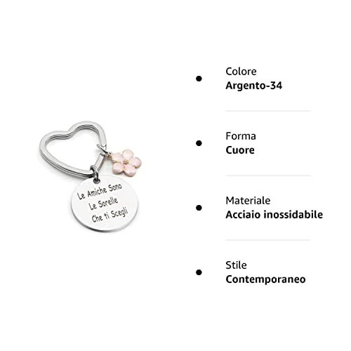 Hightopup Portachiavi cuore amicizia, idee regalo migliore amica compleanno, laurea donna speciale sorella teenager