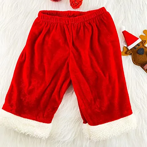 Hifot Vestito Babbo Natale Bambino Bambina,il Mio Primo Natale Neonato Giacca + Pantaloni + Cappello + Cintura Costume Babbo Natale Bambino Regalo Natale
