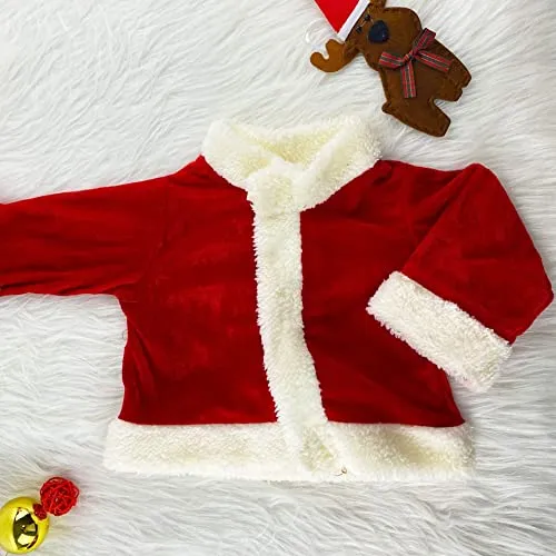 Hifot Vestito Babbo Natale Bambino Bambina,il Mio Primo Natale Neonato Giacca + Pantaloni + Cappello + Cintura Costume Babbo Natale Bambino Regalo Natale