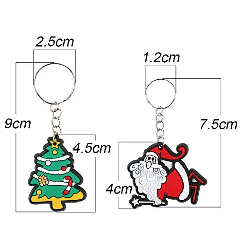 FLOFIA 48pz Portachiavi Natale Natalizio Giocattoli Portachiavi in PVC per Donna Uomo Bambini Portachiavi Regalo Ciondolo Ricordo per Bomboniere Festa Natale (6 Modelli)