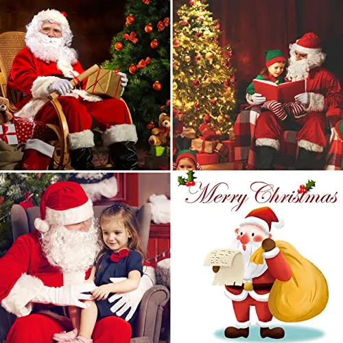 LPAOIS 7 Pezzi Costume da Babbo Natale Abito da Santa Claus in Rosso Deluxe Costume Babbo Natale Uomo Adulto Costume di Natale, Set per Costume di Babbo Natale o San Nicola per Natale,Festa a Tema