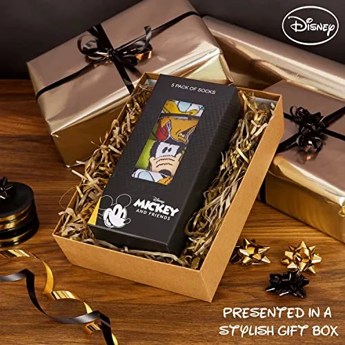 Disney Calzini Uomo - Calze Uomo Topolino Baby Yoda Pacco da 5 Calzini Uomo Divertenti 39-45 Mickey Bobba Feet Star Wars Gadget Calzini Uomo Confezione Regalo (Multi Goofy)